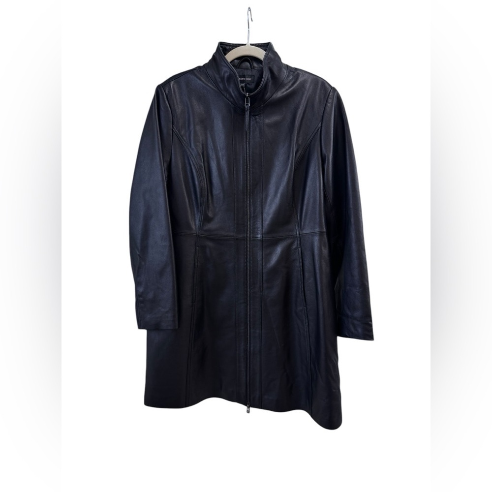 NWT Katherine Kelly Genuine Lamb Leather Zip front Jacket Size Large Black - Picture 5 of 7